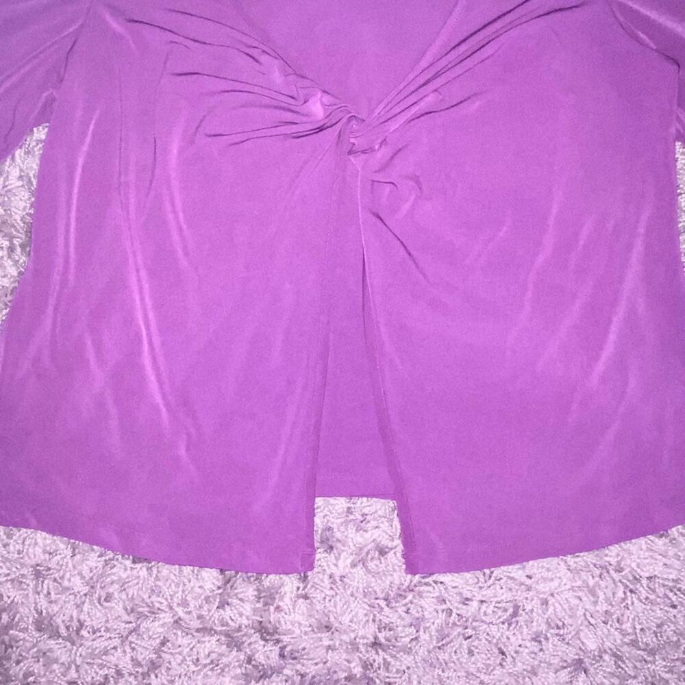 3X JMS Womans Purple Stretchy Jersey Draped Front 3/4th Sleeve Plus Size Blouse - Picture 6 of 8